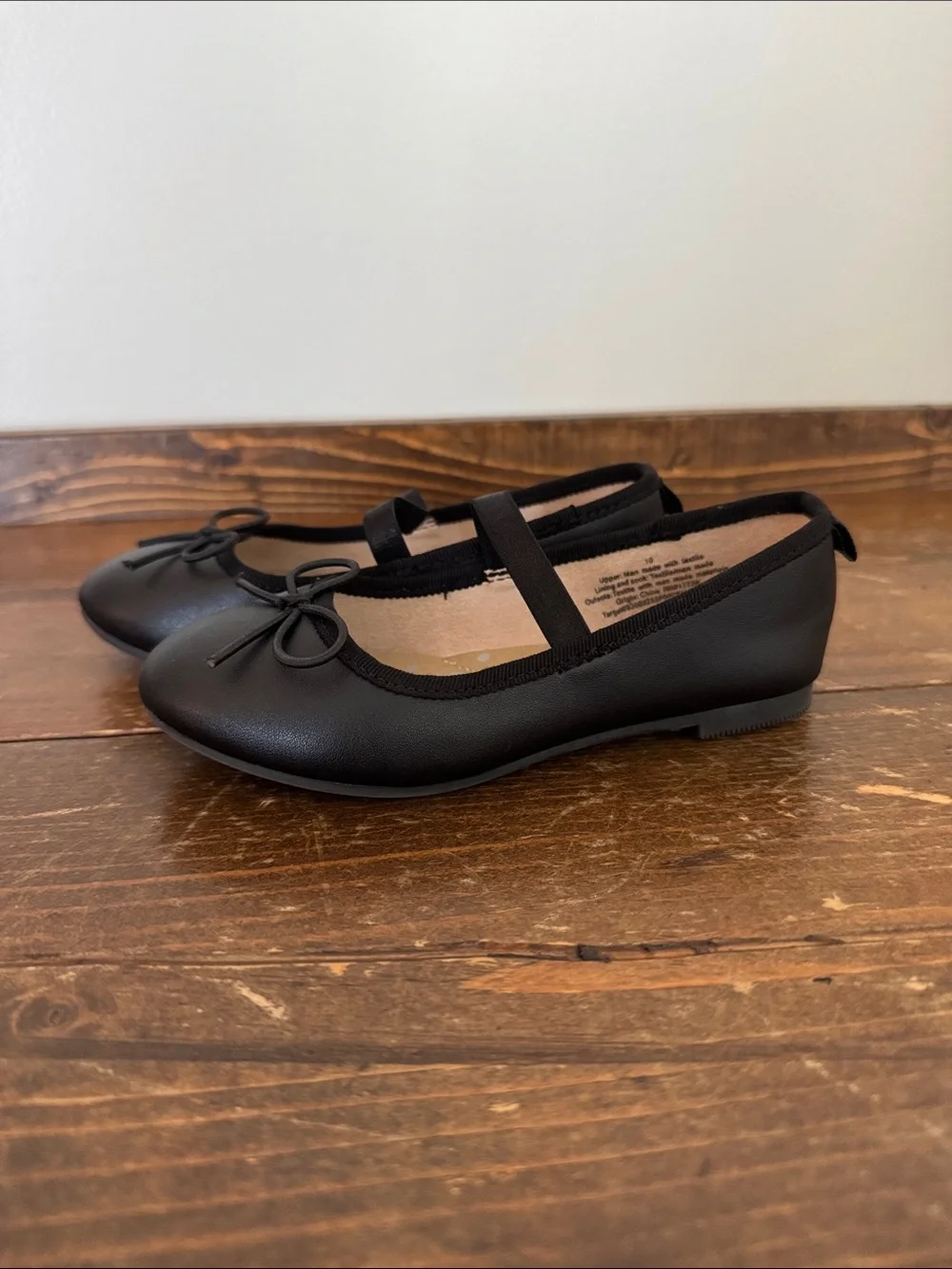 Cat & Jack Black Girls Ballet Flats with Bow and Strap